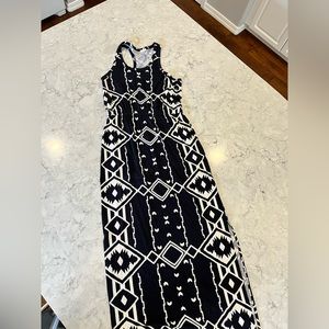 Stretchy cotton navy & white J Crew maxi dress size M